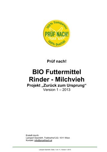 Bio-Futtermittelkatalog Milchvieh - Werner Lampert