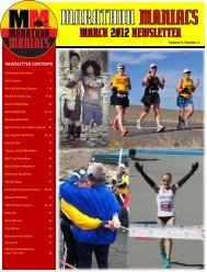 NEWSLETTER CONTENTS - Marathon Maniacs