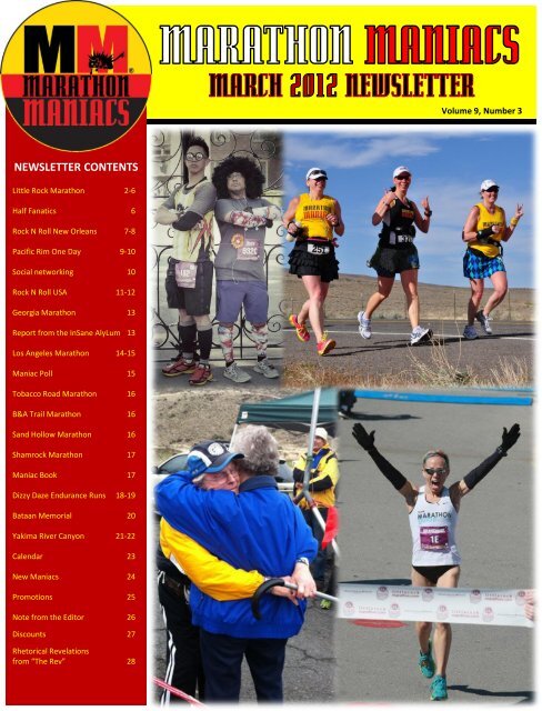 NEWSLETTER CONTENTS - Marathon Maniacs