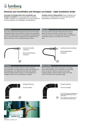 Hinweise zum Anschließen und Verlegen von Kabeln · Cable ...