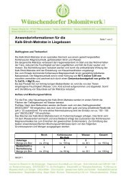 Anwenderinformationen für die Kalk-Stroh-Matratze in Liegeboxen