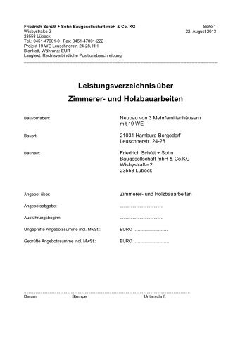 19 WE Leuschnerstr. 24-28, HH 1.Ausschreibung - Friedrich Schütt ...