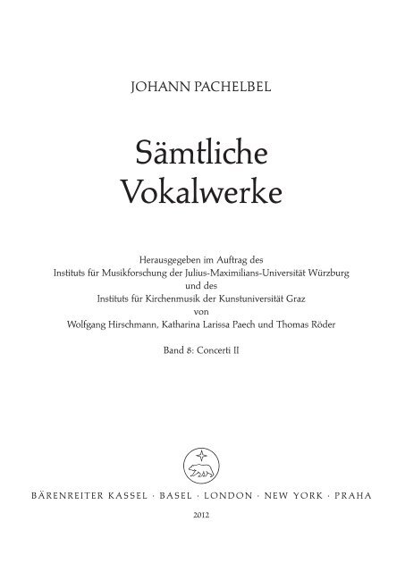 Sämtliche Vokalwerke - Bärenreiter Verlag