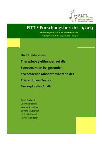FITT Forschungsbericht 1/2013 - Freiburger Institut für tiergestützte ...
