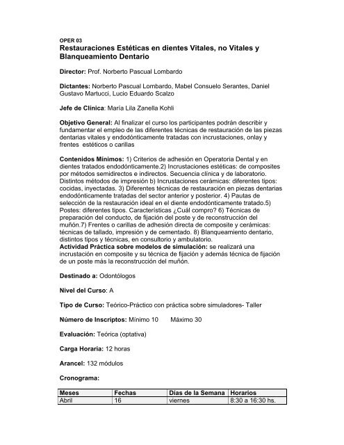 Restauraciones Estéticas en dientes Vitales, no Vitales y ...