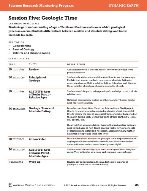 SRMP Dynamic Earth Curriculum - American Museum of Natural ...