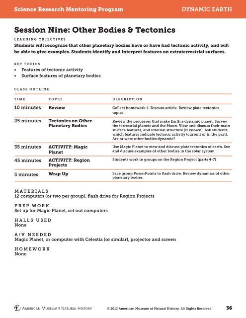 SRMP Dynamic Earth Curriculum - American Museum of Natural ...