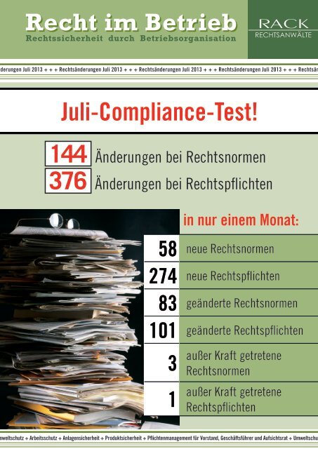 Juli-Compliance-Test! - RACK rechtsanwaelte