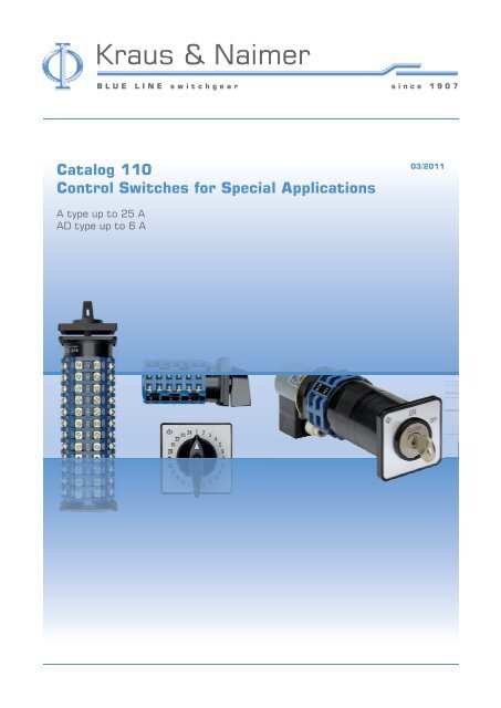 Catalog 110 Control Switches For Special Kraus Naimer