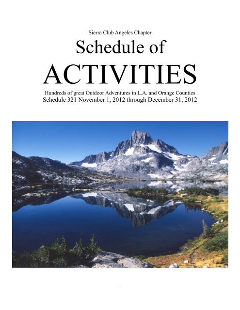 the schedule of activities - Sierra Club - Angeles Chapter