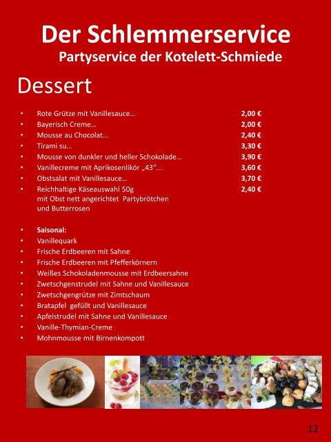 Party-Service-Karte - Kotelett-Schmiede