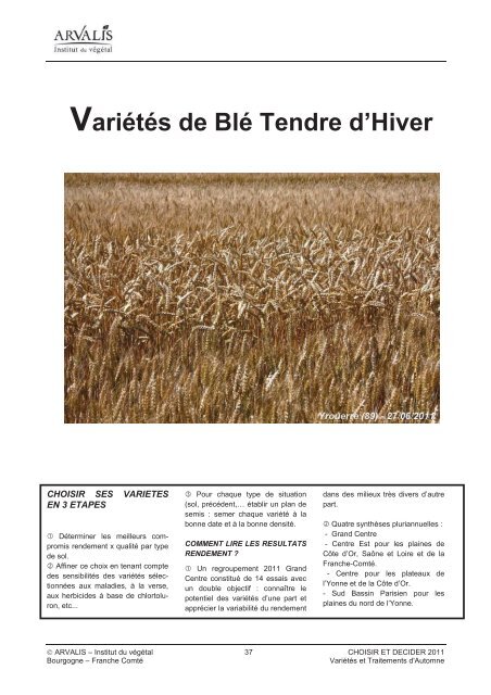 Variétés de Blé Tendre d'Hiver - Terre-net