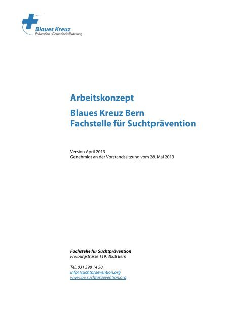 Arbeitskonzept - Blaues Kreuz Bern, Fachstelle für Suchtprävention