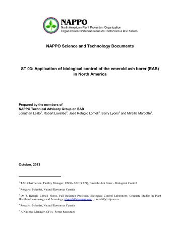 Application of biological control of the emerald ash borer ... - nappo