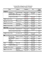 Customs offices of departure and of destination (opening hours 07h ...