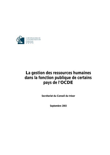 La gestion des ressources humaines-OCDE - Secrétariat du conseil ...