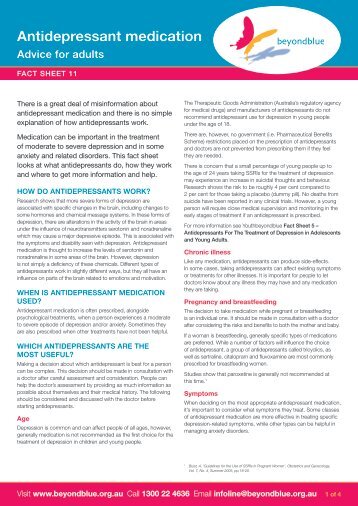 beyondblue factsheet 11 antidepressant medication - Man Therapy