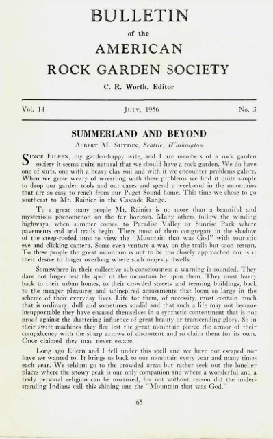 Bulletin - July 1956 - North American Rock Garden Society