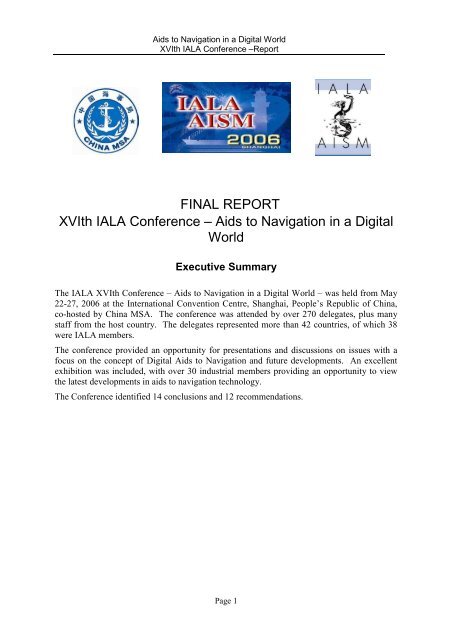 FINAL REPORT XVIth IALA Conference â€“ Aids to ... IALA AISM