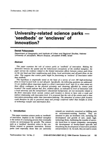 University-related science parks - 'seedbeds' or 'enclaves' of ...