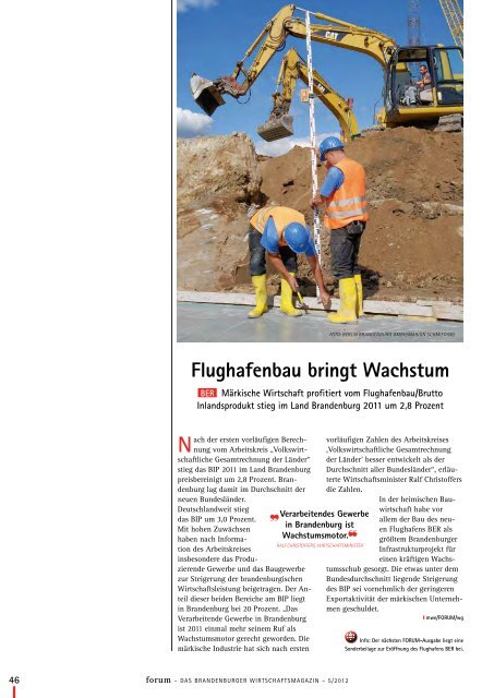 forum 05|2012 - Wirtschaftsmagazin Ostbrandenburg