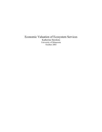 Economic Valuation of Ecosystem Services - Minnesota Forest ...