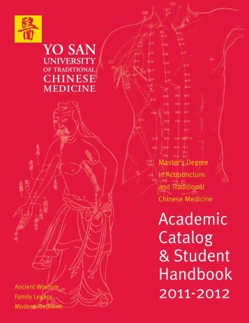 Academic Catalog & Student Handbook 2011-2012 - Yo San ...