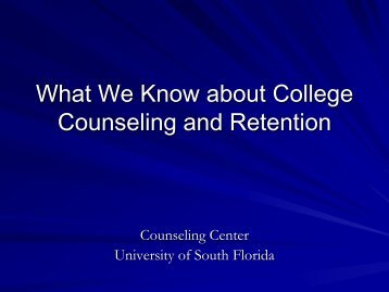 What We Know about College Counseling and Retention