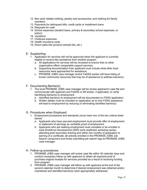 Territory FAMILY SELF-SUFFICIENCY GRANT (FSSG) Program Plan