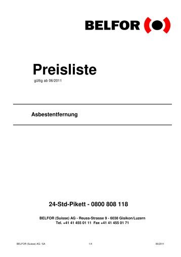 Preisliste - Belfor