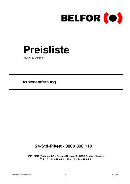 Preisliste - Belfor