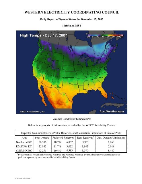 20071217 - Western Electricity Coordinating Council