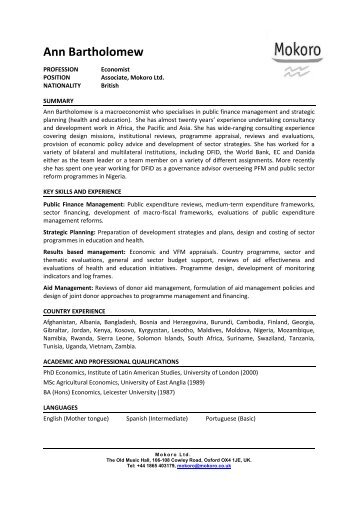 Download CV (pdf) - Mokoro