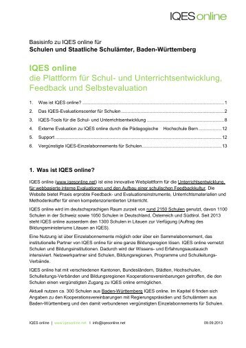 Basisinfo zu IQES online für Schulen und Staatliche Schulämter ...