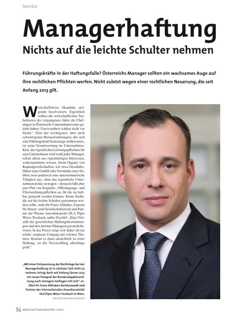 Ausgabe 11/2013 Wirtschaftsnachrichten Donauraum