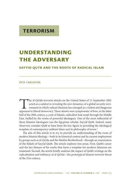 Understanding the Adversary: Sayyid Qutb and the ... - Australian Army
