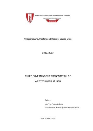 algumas regras para apresentação de trabalhos escritos no iseg/utl