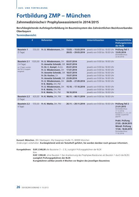 DER BEZIRKSVERBAND - Zahnärztlicher Bezirksverband Oberbayern