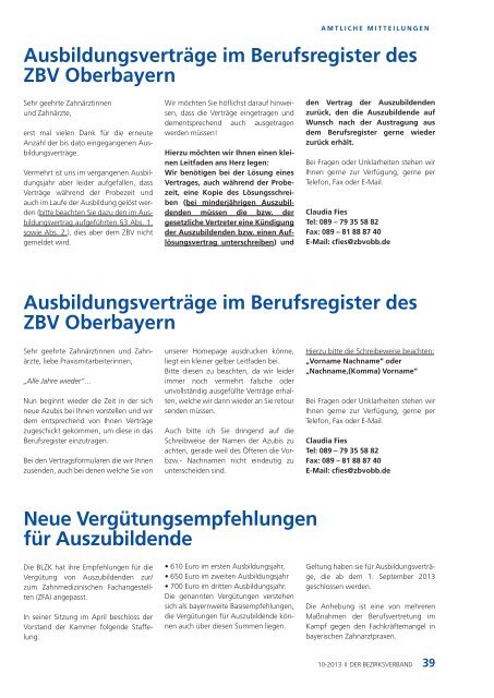 DER BEZIRKSVERBAND - Zahnärztlicher Bezirksverband Oberbayern