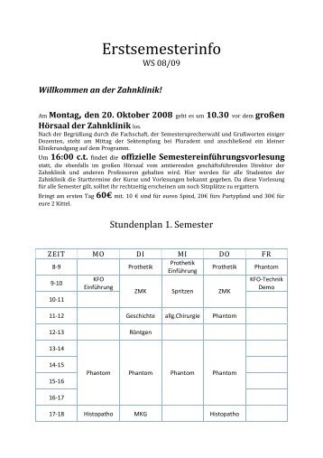 Erstsemesterinfo - Fachschaft Zahnmedizin Mainz Vorklinik
