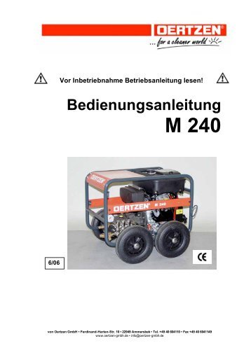 Bedienungsanleitung M 240 - von Oertzen GmbH