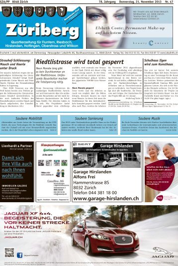 Riedtlistrasse wird total gesperrt - Lokalinfo AG