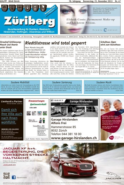 Riedtlistrasse wird total gesperrt - Lokalinfo AG