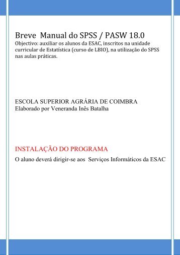 Breve Manual do SPSS / PASW 18.0 - ESAC