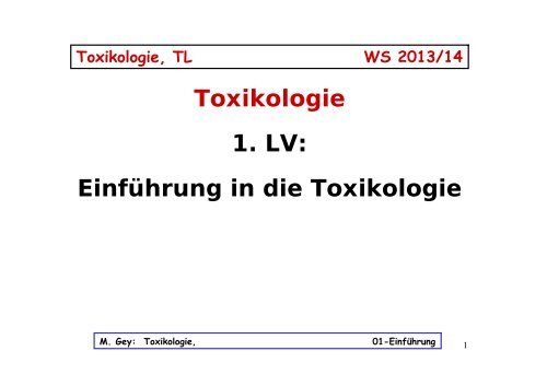 Toxikologie 1. LV: Einführung in die Toxikologie - papa-gey.de