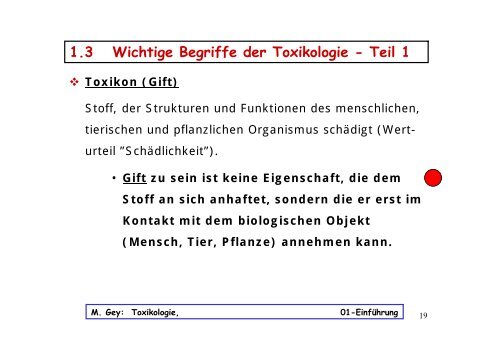 Toxikologie 1. LV: Einführung in die Toxikologie - papa-gey.de