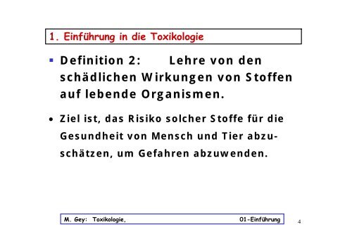 Toxikologie 1. LV: Einführung in die Toxikologie - papa-gey.de