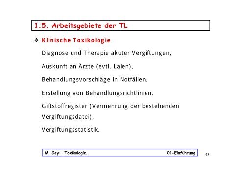 Toxikologie 1. LV: Einführung in die Toxikologie - papa-gey.de