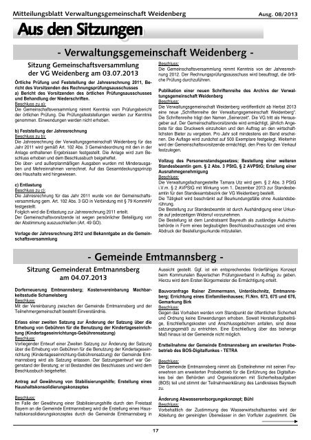 Ausgabe 08 / 2013 - Markt Weidenberg