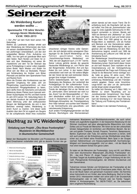 Ausgabe 08 / 2013 - Markt Weidenberg